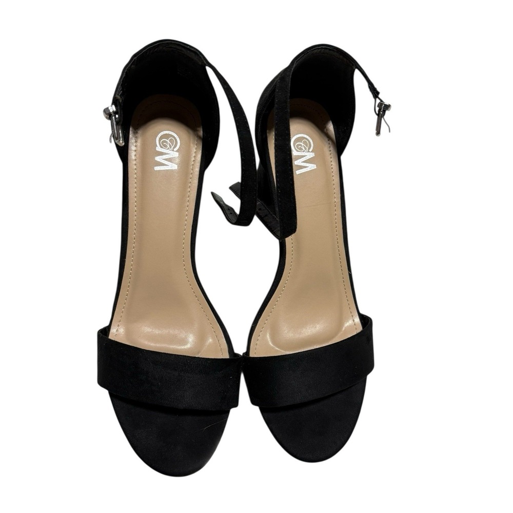 Chelsea Moreland Glory‎ microsuede ankle-strap heels in black Size 8w